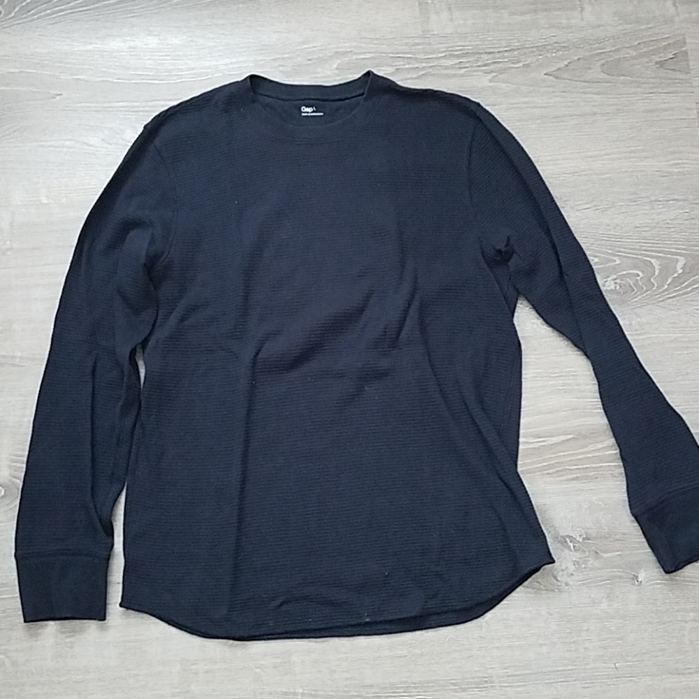 Gap Long Sleeved Waffle Shirt, Navy Blue Size L